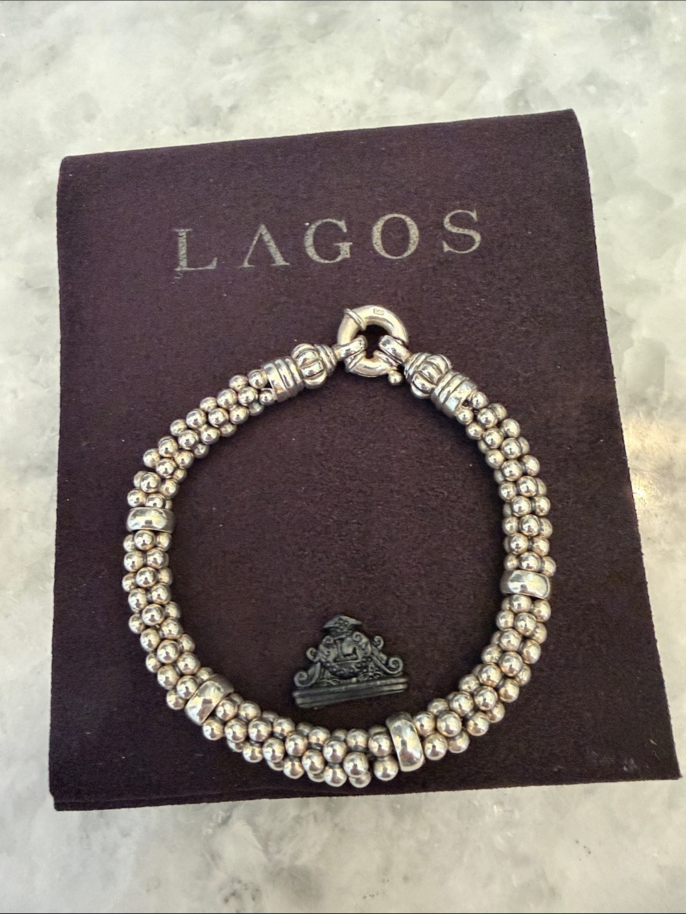 LAGOS Silver Double-Row Beaded Bracelet with Signature Clasp